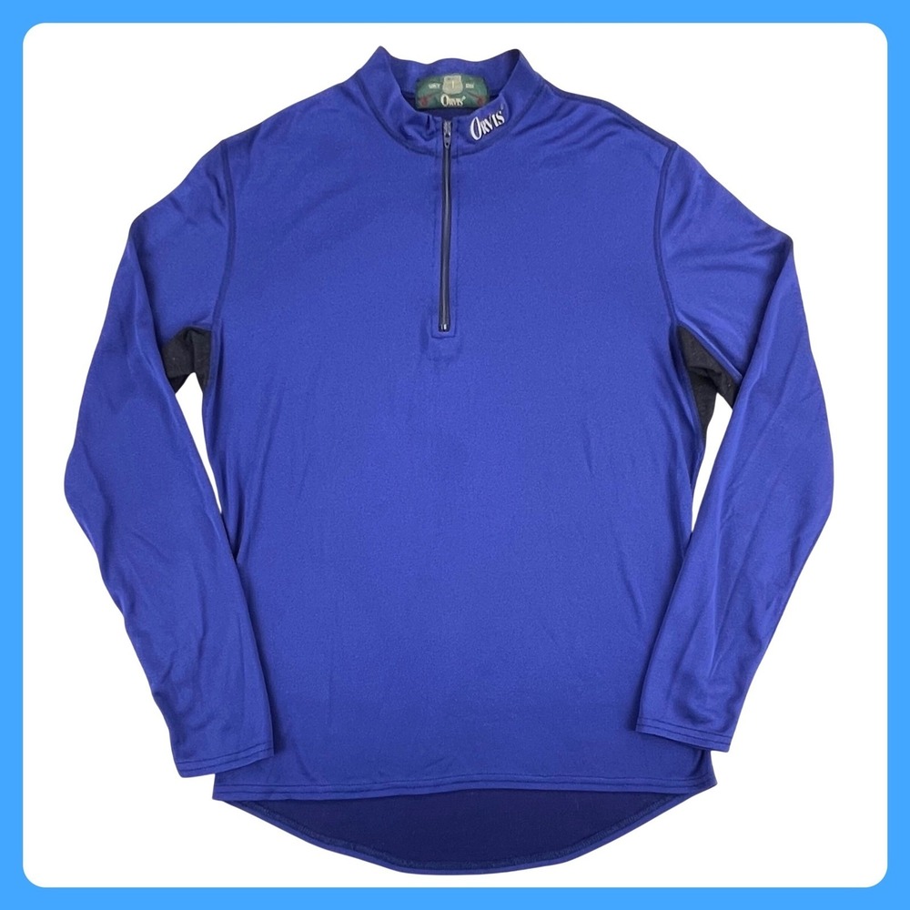 Vintage Orvis 1/4 Zip‎ Pullover Women's Large Blue Poly Stretch Base Layer USA